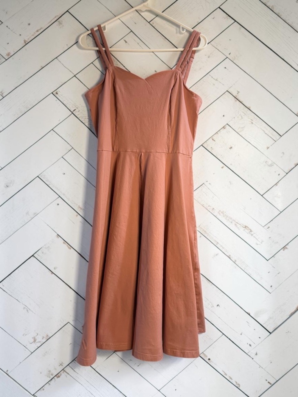 Gown Town Pink /Dusty Rose Fit Flare Dress Strappy Sweetheart Mini L